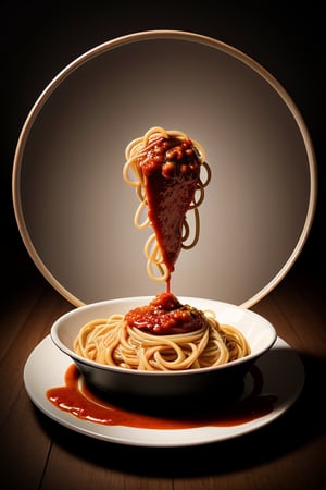 shooting foodstyling, flying tornado of spaghetti, splash of tomato sauce
 BEST QUALITY, MASTERPIECE, PHOTOREALISTIC:1.9, DRAMATIC LIGHT, infinite mirror background,
,colorful_girl_v2,arshadArt,alluring_lolita_girl,anamr