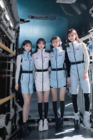 masterpiece, highest quality, High resolution,photoreal:5,4k,8k,(inside space station):5, multiple girls,6+ girls,
BREAK
(korean beautiful idol girls):5,20yo,(they wear diffrent color down vest) (waterblue down vest):100,(pink down vest):50,(white down vest):50,(black down vest):50,northface long down vest,
BREAK
beautiful face,beautiful eyes,super happy smiling, open mouth, opened eyes,
BREAK
black long sleeves,black tights, friends, headphones, group shot, zoom ,inside space station 