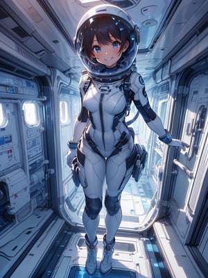 (masterpiece:1.2, best quality), (highly detailed:1.3), 1girl, 14yo, helmet,(blode hair):1.4,dynamic pose,(extreme detail, illustration, concept art, fashion magazine cover, cel anime, full body shot, only one girl, front view, standing picture,(white spacesuit), neoprene women's, shiy sacesuit with a detailed diagram of its features, one girl, long legs, The sacesuit is equipped with various devices, including a dive computer, a compass, a flashlight, a camera, cute beautiful anime face, helmet, japanese girl, , diving girl, 1 girl, smile, (white background):1.2,bing_astronaut