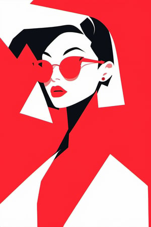 minimalism,1 girl,red background,flat