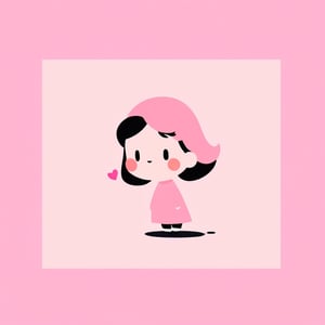 minimalism,light pink background,high quality, 1 cute girl,2d_animated,
