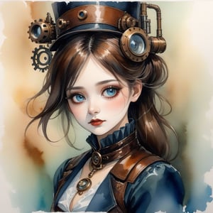 girl,HZ Steampunk,1girl,FilmGirl,watercolor \(medium\),horror