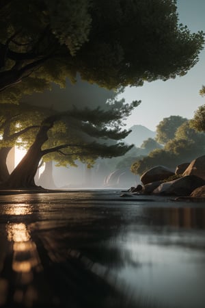 masterpiece, best quality, (Very detailed CG Unity 8k wallpaper) (best quality), (Best Illustration Award), (Best shadow) Vibrant colors, jungle, water, Natural Beauty, An oasis of tranquility , Cherry tree, Blue Sky Ray Tracing, Super detailed.,Photography,Nature,Raw photo,PhotoReal,Landscape