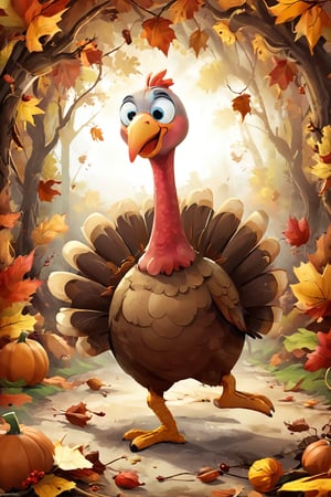 (Thanksgiving Day theme:1.5), (Thanksgiving Tuekey:1.5), (fantasy:1.5),(amazing:1.5),(biopunk:1.5), (dancing thanksgiving turkey:1.5), realistic animation, ",tg23