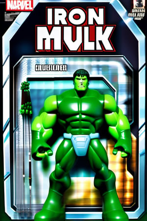 Iron Hulk: A fusion of Hulk and iron man, this action figure boasts archery precision:0.6, extraterrestrial hunting skills: 0.4. 