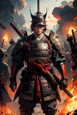 Imagine a world where the honor of ancient samurai converges with the technological wonders of steampunk brilliance. In this evocative realm, amidst towering pagodas adorned with brass fittings and bustling marketplaces filled with the hiss of steam, emerges a formidable figure: a samurai. Envision him clad in a blend of traditional armor and steampunk accouterments, with ornate kabuto helmets featuring intricate gears and steam vents. His katana, sheathed in a holster adorned with mechanical embellishments, gleams with the promise of swift justice. With a stoic expression etched upon his face, he embodies the code of bushido, his every movement a testament to discipline and mastery. Behind him, the cityscape sprawls with towering factories belching steam into the sky, symbolizing the harmonious coexistence of tradition and progress in this captivating world.