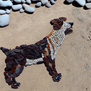 rock_2_img, rock image, rock art, rock, stone dog made out of rocks ,High detail,rock