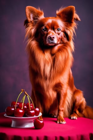 red dog, red papillon, a light red color Papillion dog sitting on a red surface, big cherry cupcakes, cupcakes, long hair, long dog hair, only red dog, red dog cup cake, red puppy, not brown dog, red color cherry Cupcakes, Flavor is Cherry 🍒, light red color background, red, red Papillion dog, red dog sitting in a surface, a handsome, red color Papillion dog, proud looking, thick, sitting down casually, full body, a couple of Cherry fruits cut sitting on top of a table, Cherry photos, dark red Cherry colors, dark red skin, red fruits, dark themed, dark red color Cherry, dark and moody colors, Cherry fruits, red dog, Cherry fruits, Cherry the scran line red dorothy Cupcakes, cherry 
red cupcakes, The Scran Line dorothy red Cupcakes, cherry, red red dog, red red red dog,