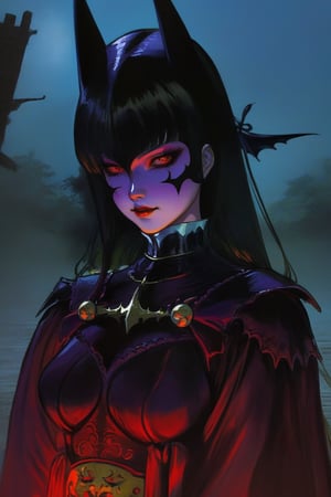 Best quality, masterpiece, The most beautiful dark knight woman portrait in 1980 anime style by yoshitaka amano, dark fantasy, black armor, retro anime, vintage anime, lineart , dark fantasy, dark mood, sexy woman, gothic, dramatic, cinematic, detailed, digital art , horror, dark theme,scary ,girl,danknis,horror,dark theme,1girl,red theme,scary