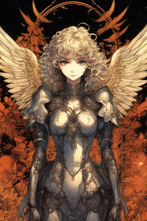 (Best quality) (masterpiece) A beautiful dark Fallen angel portrait in the 1990 anime show, dark fantasy, vintage anime (1990s anime) , retro anime, fairytale, Classic fairytale, dark fairytale , magical fantasy style, ominous background,pencil sketch, ,horror,2d_animated,EpicSky, 6000,2D, Beautiful girl ,mecha,danknis