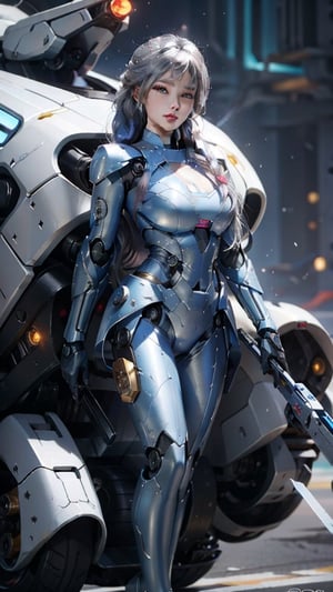 Elsa from Frozen extremely beautiful and gorgeous  putting on a cyborg robot suit high tech armor detailed body deadly lock serious look on her face , ice blue colors, intricate snowflake details abs patterns, full body ,Science Fiction, Futuristic fighter ship, sexy,big boobs,nude, pose sexy , Stand in the middle of the common frame , ,yofukashi background