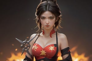 japanese girl ninja with cleavage holding big shuriken with fire ready to strike
,xxmix girl woman,WEARING HAUTE_COUTURE DESIGNER DRESS,lty