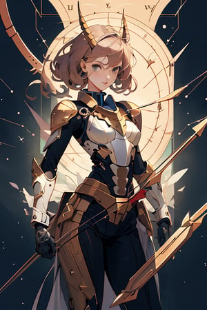 (Sagittarius:1.4),solo girl,zodiac background,cyborg style,
super fine illustration,perfect anatomy,(masterpiece,ultra quality,ultla highres,32k,intricate detailed),