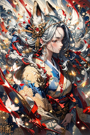  ((upper body)), (Kimono), (tilt shift,  F/8),  (masterpiece:1.3),  super fine illustration,  perfect anatomy,  ultra quality,  ultla highres,  32k,  intricate detailed,  aura effect from whole body , ,A Traditional Japanese Art