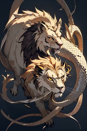 ((Chimera)),Lion,snake,sheep,falcon,solo girl,
super fine illustration,perfect anatomy,(masterpiece,ultra quality,ultla highres,32k,intricate detailed),