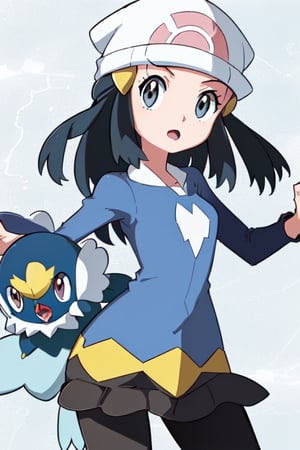 dawn \(pokemon\),cap,with piplup pokemon,cool,detailed,beautiful background,for wallpaper