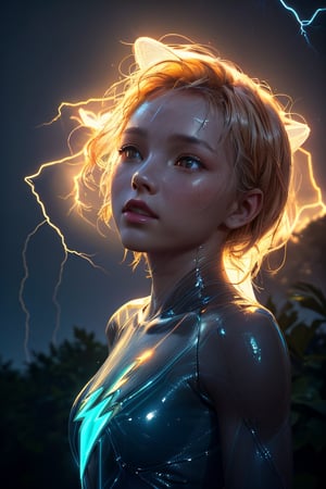(((the blue energy human body, front facing, girl, nature, subsurface scattering, transparent, translucent skin, glow, bloom, Bioluminescent liquid,3d style, warm color, vibrant, volumetric light, inside lightning, lightning and thunderbolts all around))), outdoor, in a park