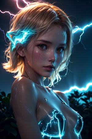 (((the blue energy human body, front facing, girl, nature, subsurface scattering, transparent, translucent skin, glow, bloom, Bioluminescent liquid,3d style, warm color, vibrant, volumetric light, inside lightning, lightning and thunderbolts all around))), outdoor, in a park