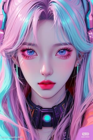 2023 style attractive and glowing super detailed lofi pastel kpop girl, very detailed and well designed expressive eyes, realistic anime, lofi vaporwave anime city landscape, synthwave, futuristic vibes, vaporwave colour, anime, modern style, 2023 style, simple --niji