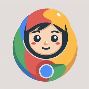 a (Google Chrome icon) [human: google chrome: 0.5], on write background, concept, ui design, icon, bold stroke