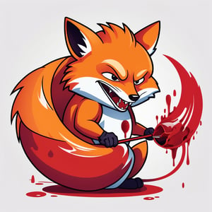 a angry (firefox icon) [firefox: snake: 0.5] eats a mouse, (blood:1.3), on write background, aero, glass, glassmorphism, concept, ui design, icon, bold stroke