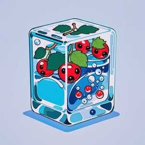 glass game console with water and currant, fat stroke, minimalistic, stylized, cold colors, ohwx style
