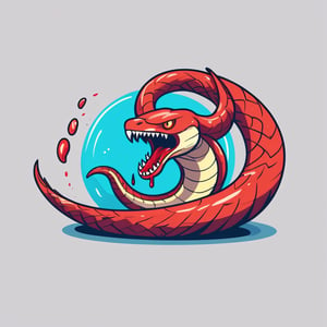 a angry (snake monster icon) [firefox: snake: 0.5] eats himself, (blood:1.3), on write background, aero, glass, glassmorphism, concept, ui design, icon, bold stroke, (minimalism:1.3), flat design