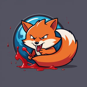 a angry (firefox icon) [firefox: snake: 0.5] eats a mouse, (blood:1.3), on write background, aero, glass, glassmorphism, concept, ui design, icon, bold stroke