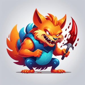 a angry (monster icon) [firefox: snake: 0.5] eats a mouse, (blood:1.3), on write background, aero, glass, glassmorphism, concept, ui design, icon, bold stroke, (minimalism:1.3), flat design