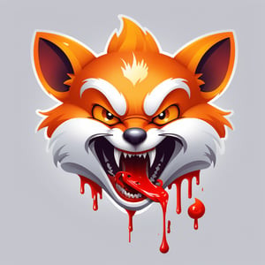 a angry (firefox icon) [firefox: snake: 0.5] eats a mouse, (blood:1.3), on write background, aero, glass, glassmorphism, concept, ui design, icon, bold stroke