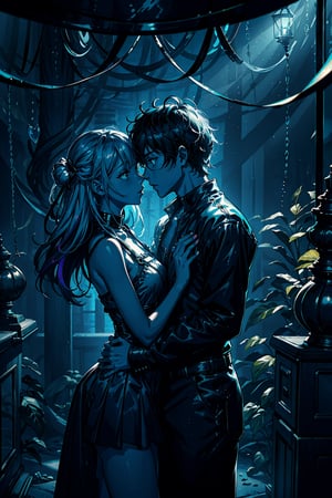 Boy_and_girl_making_out_in_dungeon ((masterpiece, best quality, highres:1.2)) centered, glowing multicolored eyes, dual tone light source, colorful set, back light, glow sparkle, plump lips, dinamic angle, big reflective eyes, masterpiece, cinematic, forest, masterpiece,best quality,official art,extremely detailed CG unity 8k wallpaper