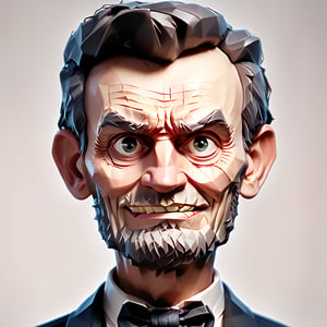 score_9, score_8_up, illustration of Abraham Lincoln, (uneven eyes) grin, simple background, masterpiece, perfect anatomy, 