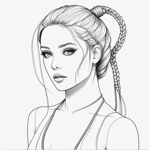 coloring book, bold line art. White and black minimalistic draw coloring page formakima, braided ponytail, ringed eyes. Defined lines. Clean Drawn. Vector, Coloring Page, Bold line art, Coloring Book, Outline, Coloring, Coloring Sheet, Coloring Book, Coloring Page, Black and white, illustration, Draw, drwbk coloring book drawing