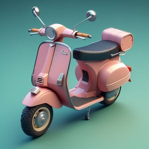 cute 3D isometric model of a vespa | blender render engine niji 5 style expressive,3d isometric,3d style,