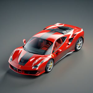 cute 3D isometric model of a ferrari 488 gtb | blender render engine niji 5 style expressive,3d isometric,3d style,