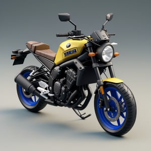 cute 3D isometric model of a yamaha xsr 150 | blender render engine niji 5 style expressive,3d isometric,3d style,