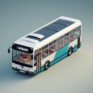 cute 3D isometric model of a volvo bus | blender render engine niji 5 style expressive,3d isometric,3d style