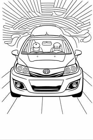 coloring book, bold line art.  White and black minimalistic draw coloring page for a toyota avanza. Defined lines. Clean Drawn. Vector, Coloring Page, Bold line art, Coloring Book, Outline