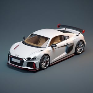cute 3D isometric model of a audi r8 | blender render engine niji 5 style expressive,3d isometric,3d style,