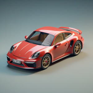 cute 3D isometric model of a porsche | blender render engine niji 5 style expressive,3d isometric,3d style,