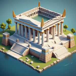 cute 3D isometric model of the temple of artemis at ephesus | blender render engine niji 5 style expressive,3d isometric,3d style,