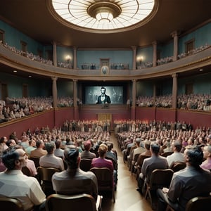 The audience watch Abraham Lincoln at the center, masterpiece, perfect anatomy