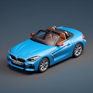 cute 3D isometric model of a bmw z4 | blender render engine niji 5 style expressive,3d isometric,3d style,