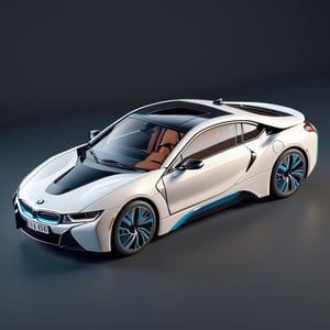 cute 3D isometric model of a bmw i8 coupe | blender render engine niji 5 style expressive,3d isometric,3d style,