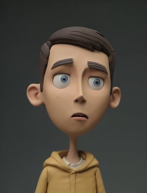 Clay, Clay animation, 1man, short hair, thin body, torn clothes, (eyes of fear), dark environment.,il4dzxl