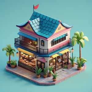 cute 3D isometric model of java house | blender render engine niji 5 style expressive,3d isometric,3d style,