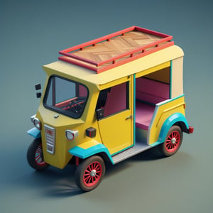 cute 3D isometric model of a tuktuk| blender render engine niji 5 style expressive,3d isometric,3d style,