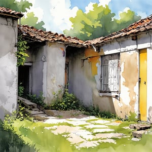 Fantasy realistic watercolor painting art of wall of abandon building. there big grafity at wall " follow ILDZIKF AI "