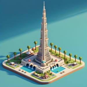 cute 3D isometric model of the burj khaifa | blender render engine niji 5 style expressive,3d isometric,3d style,