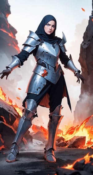 concept
(warrior with futuristic armor: 1.5), (in post-apocalyptic world: 1.5),
BREAK
warrior specifications
(1woman), (blue eyes:1.2), (lips:1.4)
BREAK
warrior actions specifications
(fierce gaze:1.5), (dynamic pose:1.4), (attack pose:1.5),
(attacking:1.5),
BREAK
armor specifications
(armor armor:1.3), (cloaked armor:1.4), (futuristic armor:1.5), (titanium armor:1.5), (armor details:1.3)
BREAK
environment specifications
(valleys of fire:1.5), (sulfur:1.2), (corrosive acid:1.2), (lava:1.4), (totally destroyed world:1.4), (burning floor:1.2),
BREAK
(Realistic, Photorealistic: 1.5), (Masterpiece, Best Quality: 1.4), (Ultra High Resolution: 1.5), (RAW Photo: 1.2), (Face Focus: 1.2), (Ultra Detailed CG Unified 8k Wallpaper: 1.5), (Hyper Sharp Focus: 1.5), (Ultra Sharp Focus: 1.5), (Beautiful pretty face: 1.5) (professional photo lighting:1.3), , (super detailed background, detail background: 1.5), (elegante:1.3), (cinemático:1.4), ((dark hijab)), full body, full shot, black long skirt, looking at viewer, cape